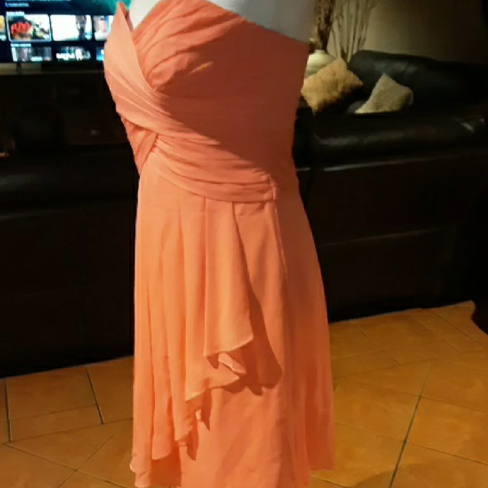 David's Bridal Strapless Coral Dress - Picture 6 of 15